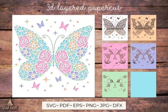 3D Butterfly Card SVG: A Floral Design for Versatile Creative Projects
