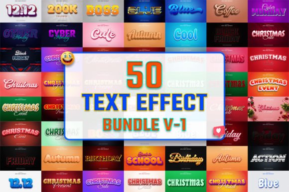 50 3D Text Effect Bundle V-1: A Comprehensive Tool for Creative Designers