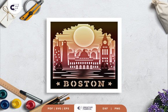 Boston City 3D Shadow Box: A Creative Way to Showcase the Urban Landscape