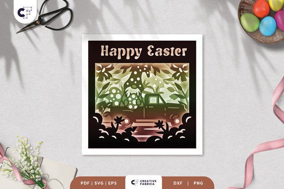 Easter Truck with Gnome 3D Shadow Box
