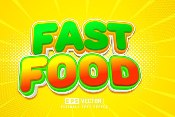 Fast Food 3D Editable Text Effect Vector
