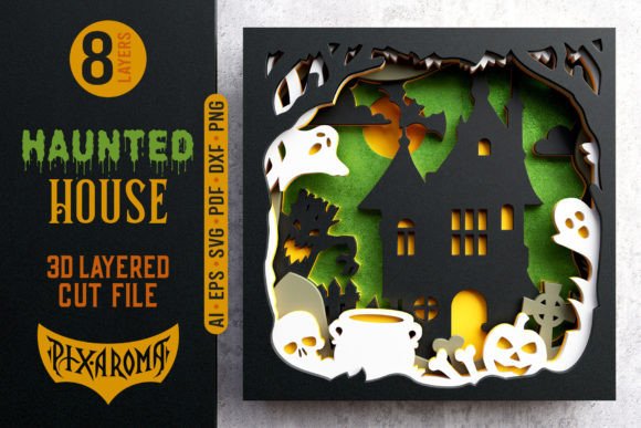 Haunted House 3D Layered Cut File for Halloween Decor