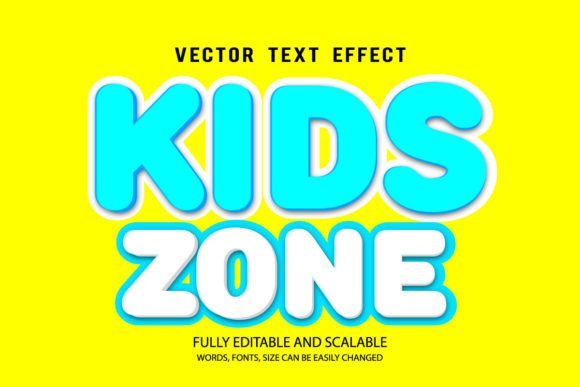 Kids Zone 3D Editable Text Effect Vector: A Versatile Design Tool for Creators