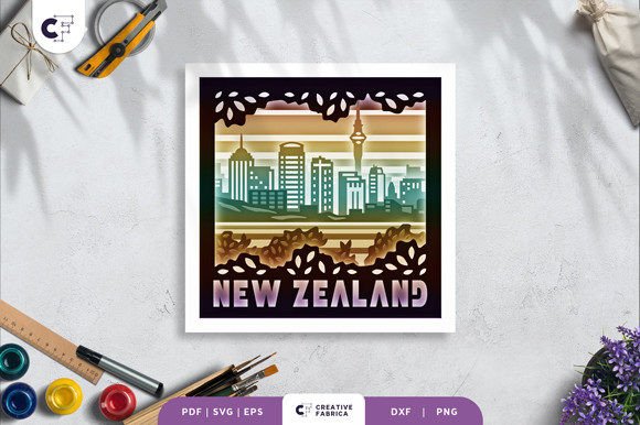 New Zealand 3D Shadow Box Paper Cut: A Layered Artwork Inspired by Nature and Culture