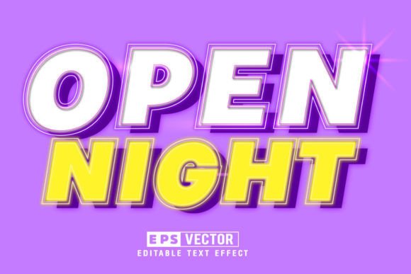 Open Night 3d Editable Text Effect Vecto