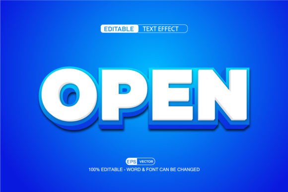 Open Text Effect Vector 3D Style