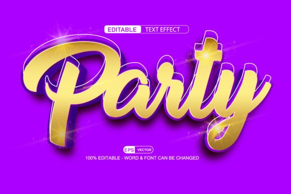 Party Editable Text Effect Vector 3D Style