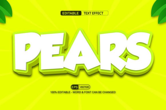 Pears Editable Text Effect Vector 3D