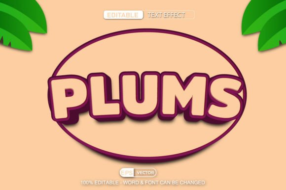 Plums Editable Text Effect Vector 3D Sty for Creative Projects