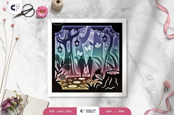 Romantic Couple in Fairy Forest 3D SVG