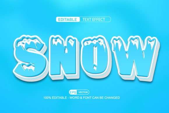 Snow Text Effect Vector 3D Style