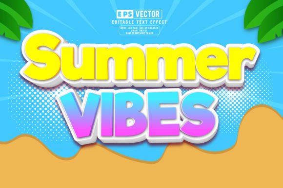 Summer Vibes 3D Editable Text Effect