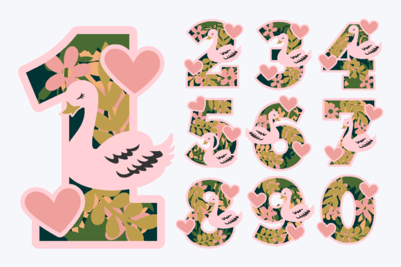 Swan Numbers 3D SVG for Creative Projects